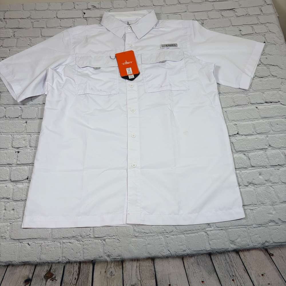 Habit Flushing Bay Mens Short Sleeve River Shirt White UPF 50+ TS10452 M